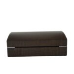 green crocodile grain watch case with rear hinge structure and exterior finish