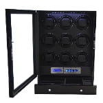 9 slot watch winder with touchscreen control panel and winding positions