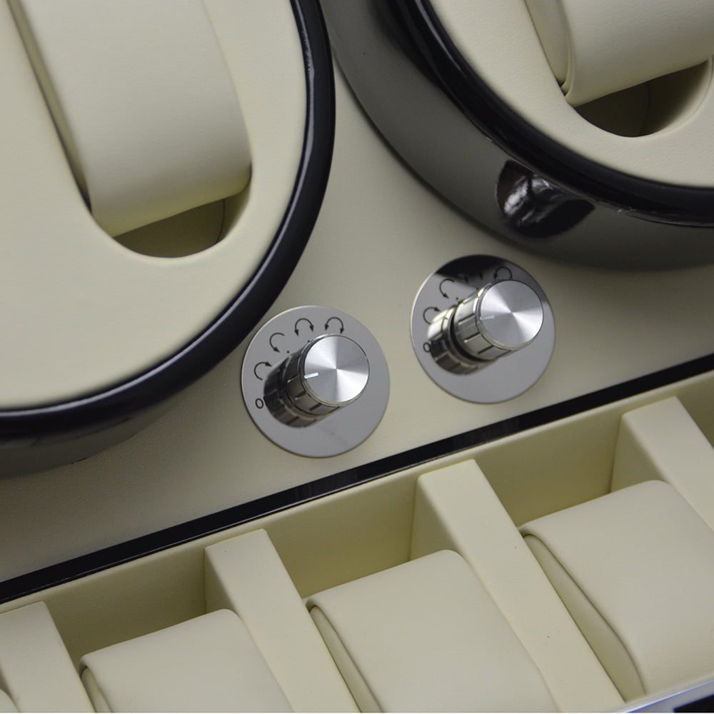 High Glossy Black 4-Watch Winder with 6-Watch Storage