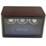 Ebony 3 watch winder with high-gloss wood finish, tempered glass window and touchscreen display