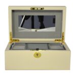 Yellow PU Leather Jewelry Organizer Box with Secret Cabinet