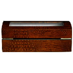 High Glossy Crocodile Grain Brown 4 Watch Case with Tempered Glass Display