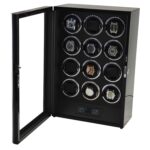 Zebra Wood Grain 12 Watch Winder with Touchscreen Control