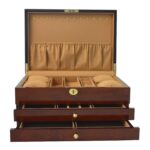 High Glossy Camphor Grain Jewelry Organizer Box with Drawers