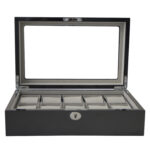 High Glossy Carbon Fiber 10 Watch Case with Tempered Glass Display