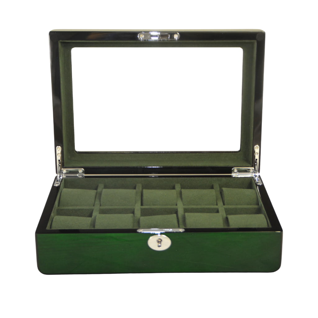 High Glossy Green Oak Grain Spliced Carbon Fiber 10 Watch Storage Case