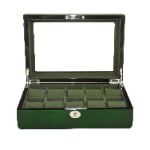 High Glossy Green Oak Grain Spliced Carbon Fiber 10 Watch Storage Case