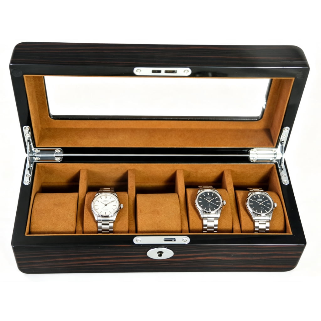 High Glossy Ebony Grain Spliced Carbon Fiber 5 Watch Case