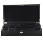 black wooden watch case with black interior