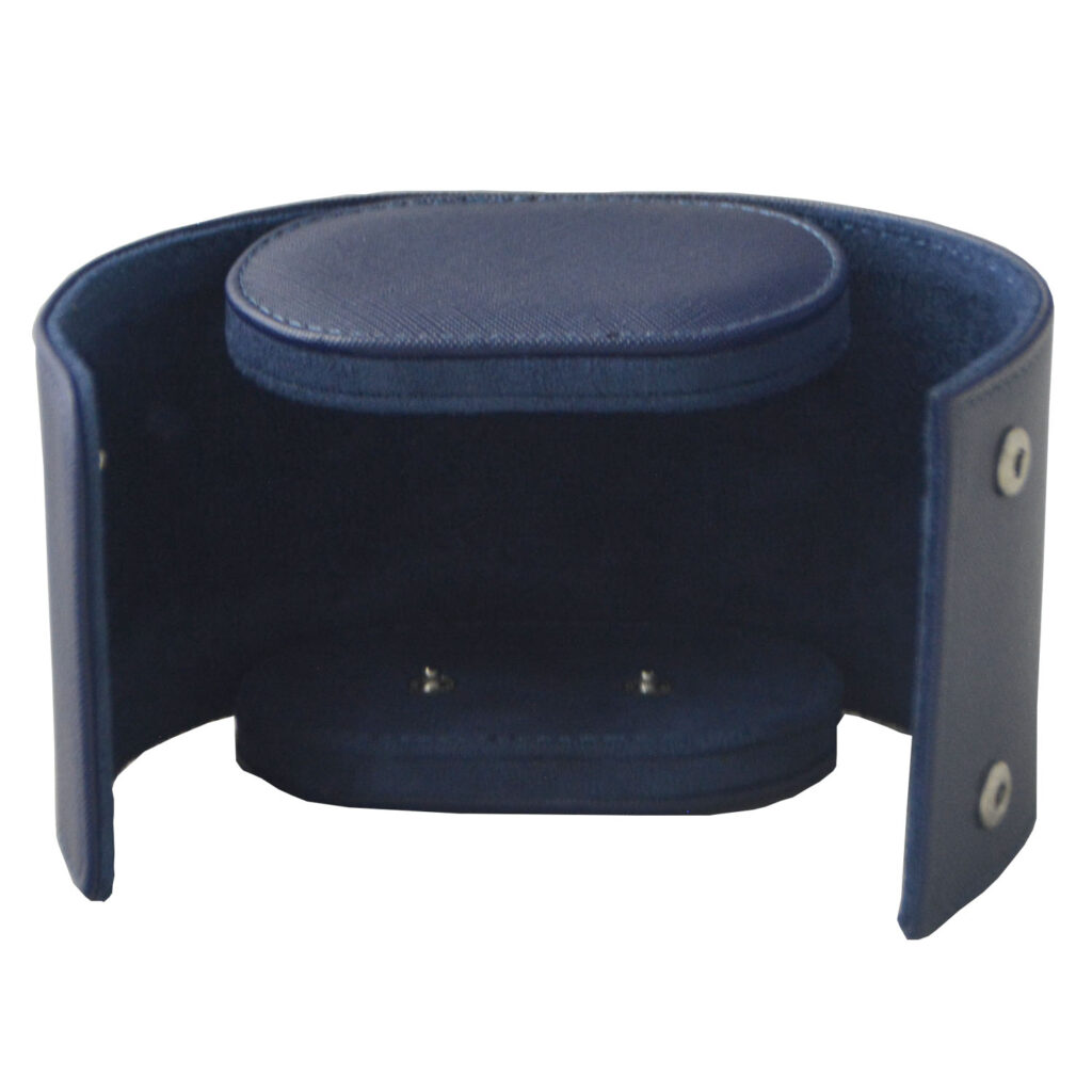 Crossed Grain Blue PU Leather 1 Watch Roll