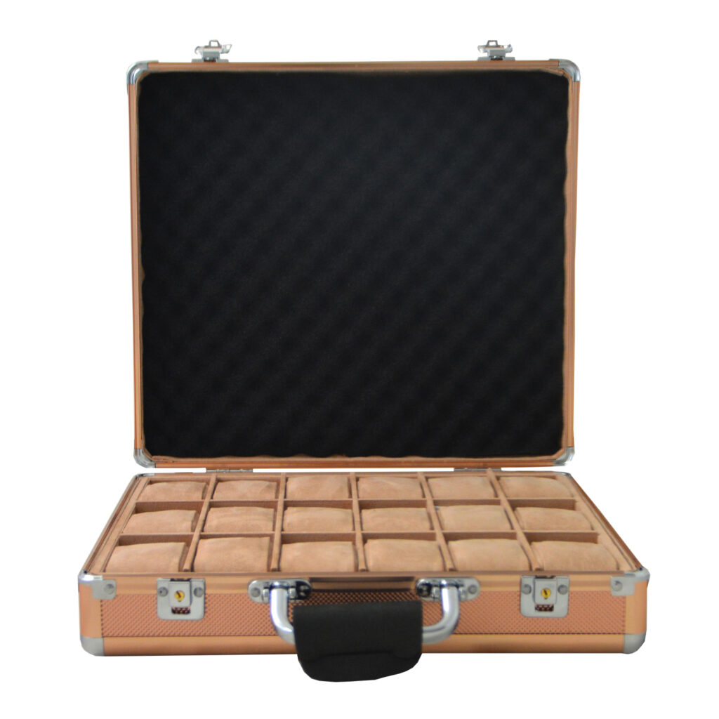 Rose Gold Aluminum Alloy Frame 18 Watch Suitcase