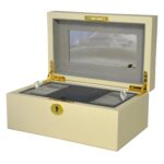 Yellow PU Leather Jewelry Organizer Box with Secret Cabinet