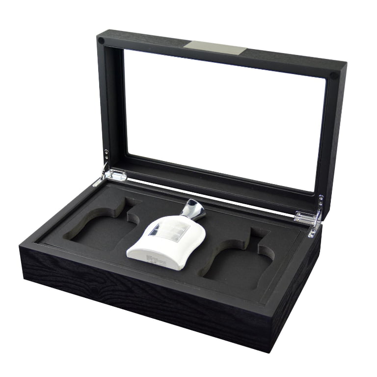 Bark Veneered MDF Perfume Case with Tempered Glass Display