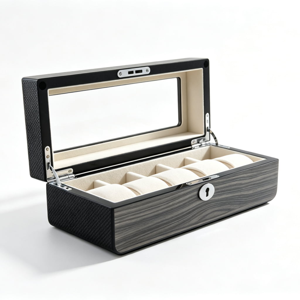 High Glossy Oak Grain Spliced Carbon Fiber 5 Watch Case
