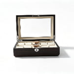 High Glossy Ebony Grain Spliced Carbon Fiber 10 Watch Case with Tempered Glass Display