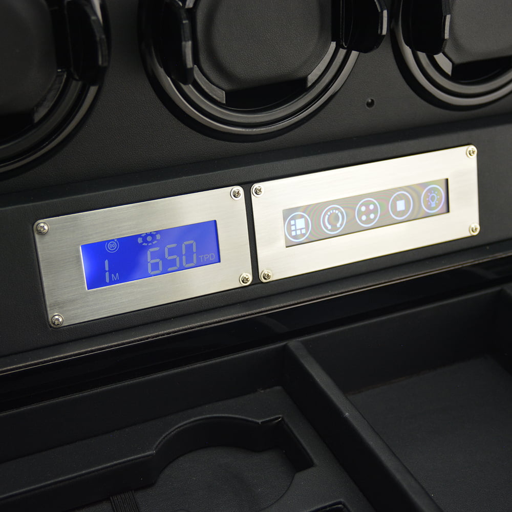 watch winder with pull-out drawer and organized storage compartments