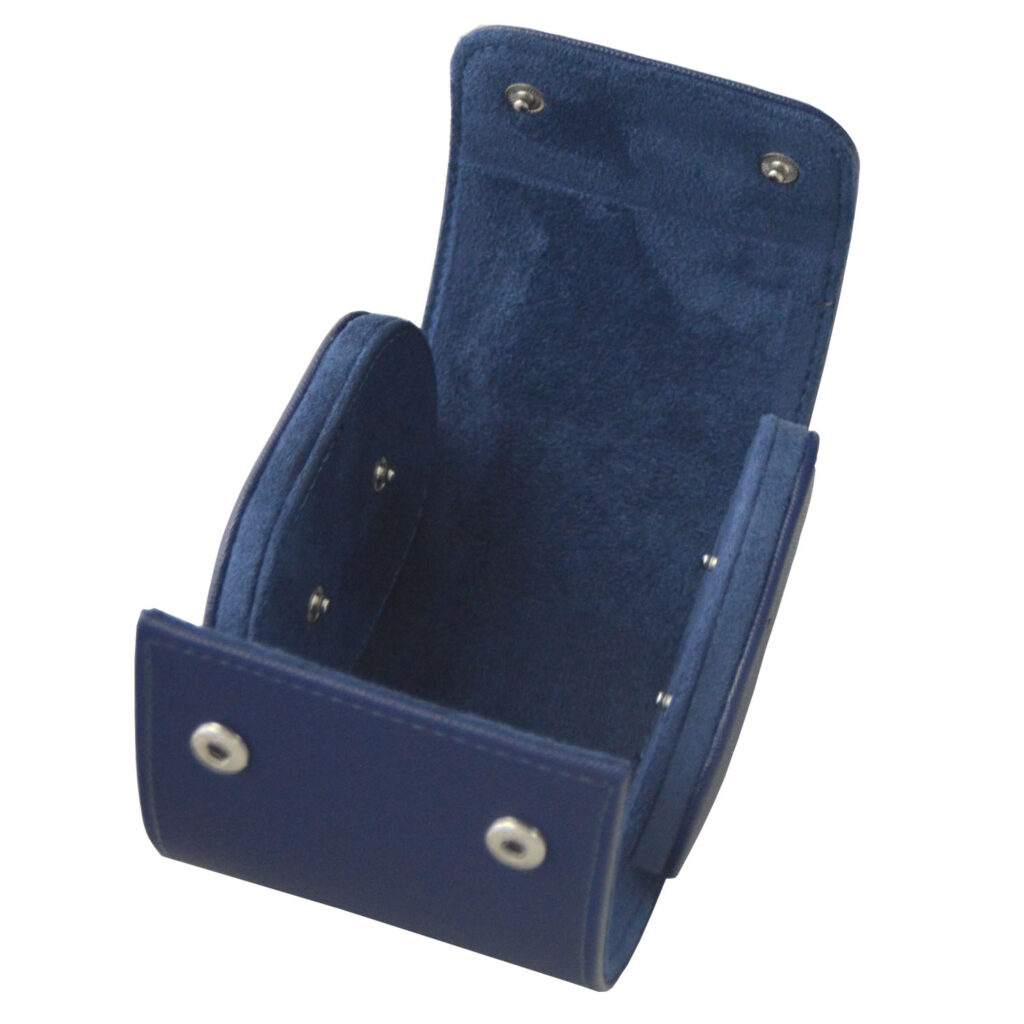 Crossed Grain Blue PU Leather 1 Watch Roll