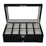 10 watch display case open with velvet wrapped compartments