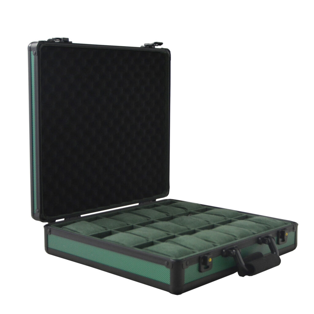 Green Aluminum Alloy Frame 18 Watch Suitcase