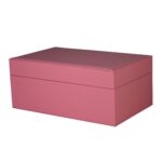 Pink PU Leather Jewelry Organizer Box with Secret Cabinet