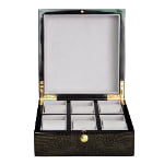High Glossy Crocodile Grain Deep Green 6 Watch Case with Velvet Interior