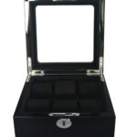 High Glossy Black 6 Watch Case with Tempered Glass Display