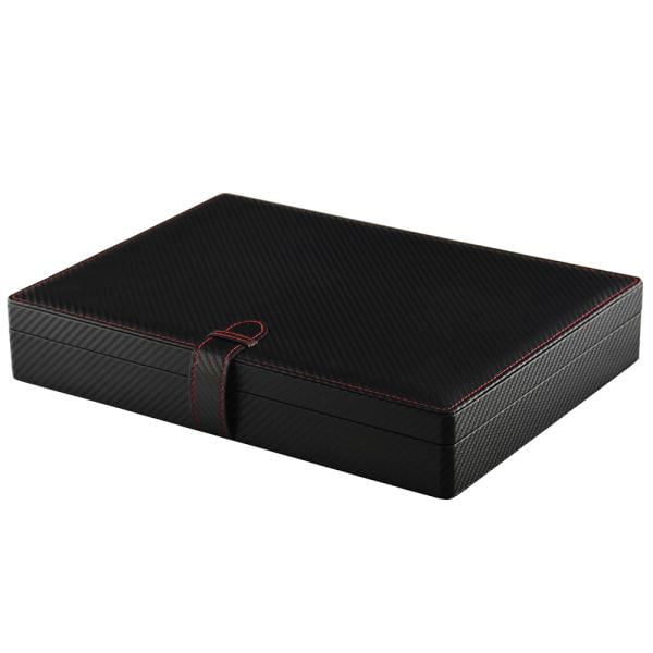 Carbon Fiber MDF Watches and Car Parts Collection Box with Two-Layer Display Design