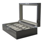 High Glossy Carbon Fiber 10 Watch Case with Tempered Glass Display