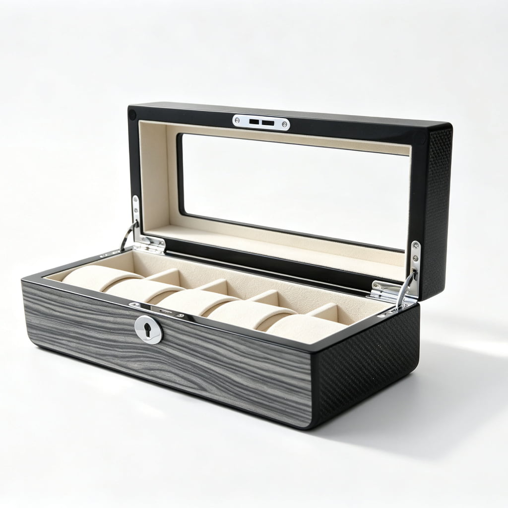 High Glossy Oak Grain Spliced Carbon Fiber 5 Watch Case