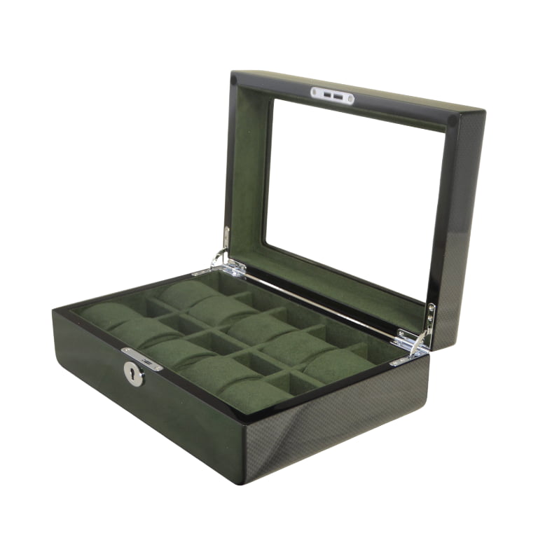 High Glossy Green Oak Grain Spliced Carbon Fiber 10 Watch Storage Case