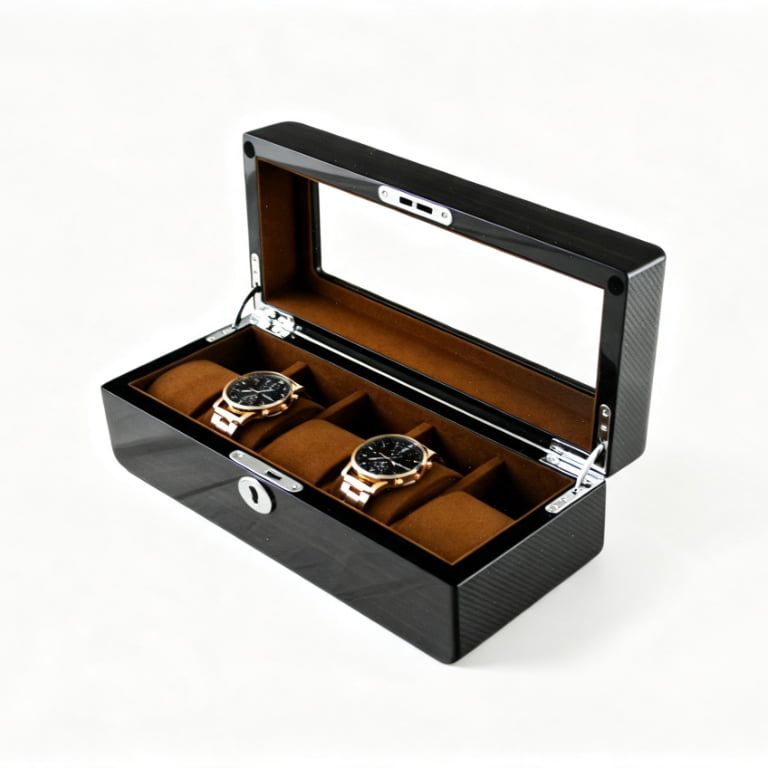 High Glossy Ebony Grain Spliced Carbon Fiber 5 Watch Case
