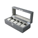 PU Leather Gray 5 Watch Case with Gray Velvet Interior