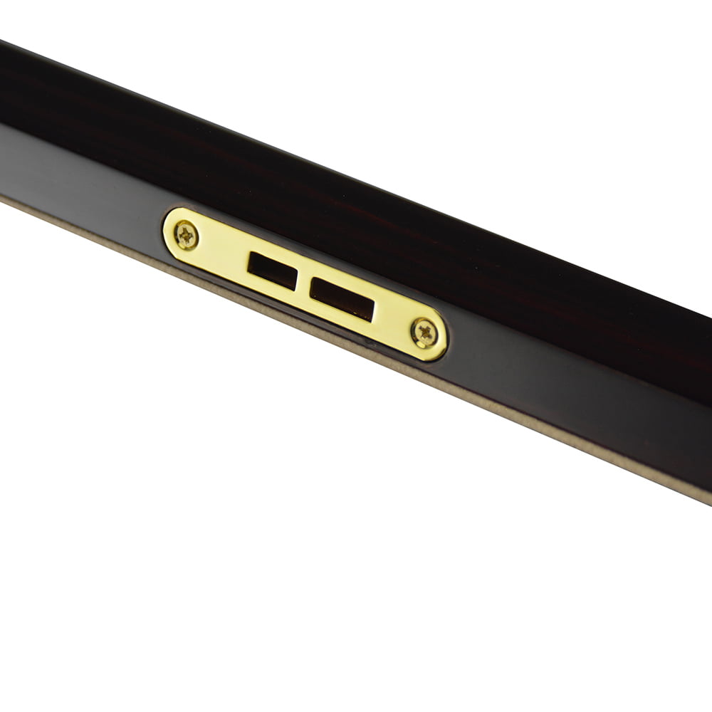 watch case lock hardware detail with high gloss ebony surface