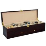 high gloss ebony watch box with drawer and lock design