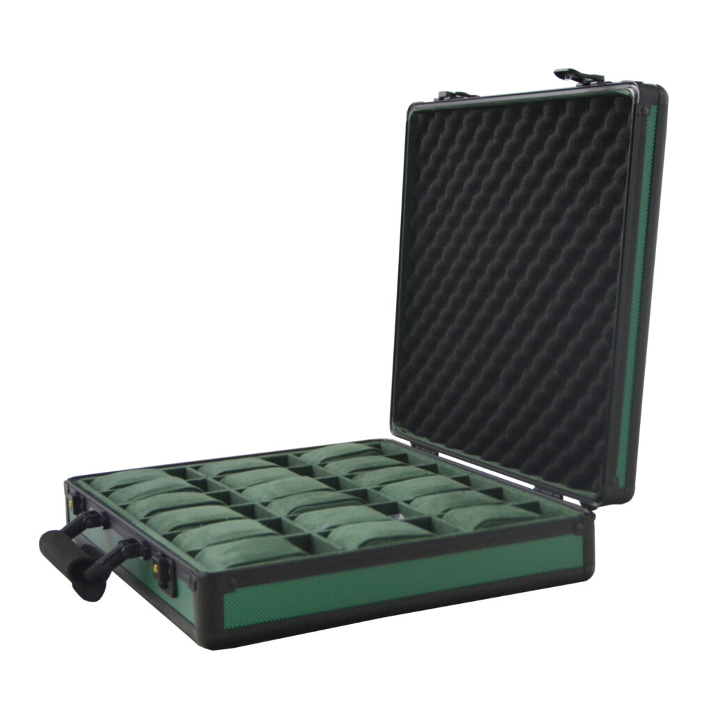 Green Aluminum Alloy Frame 18 Watch Suitcase