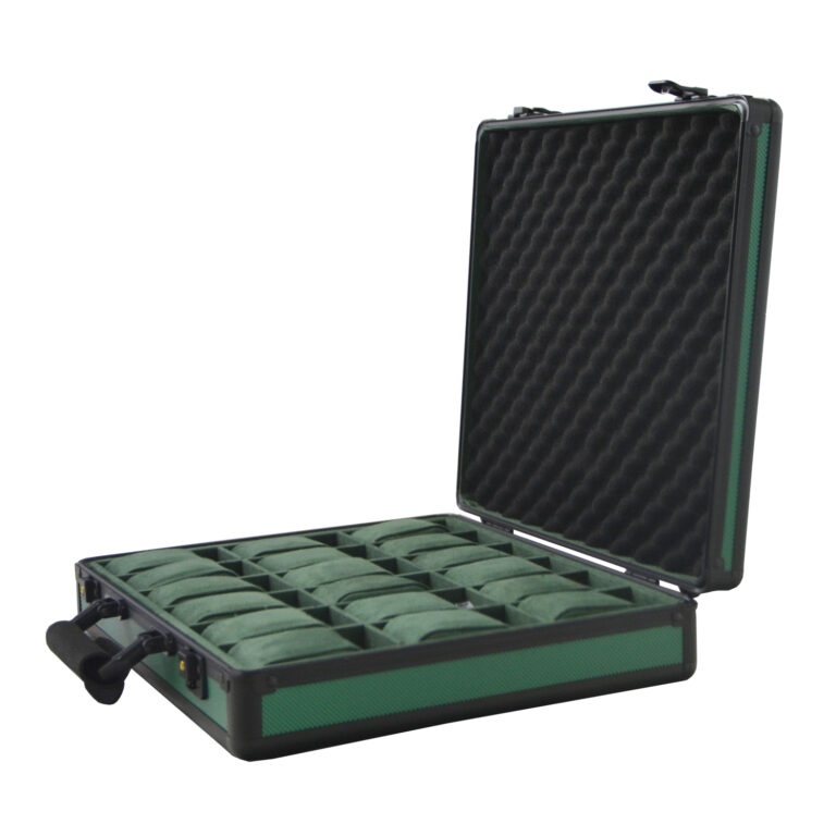 Green Aluminum Alloy Frame 18 Watch Suitcase