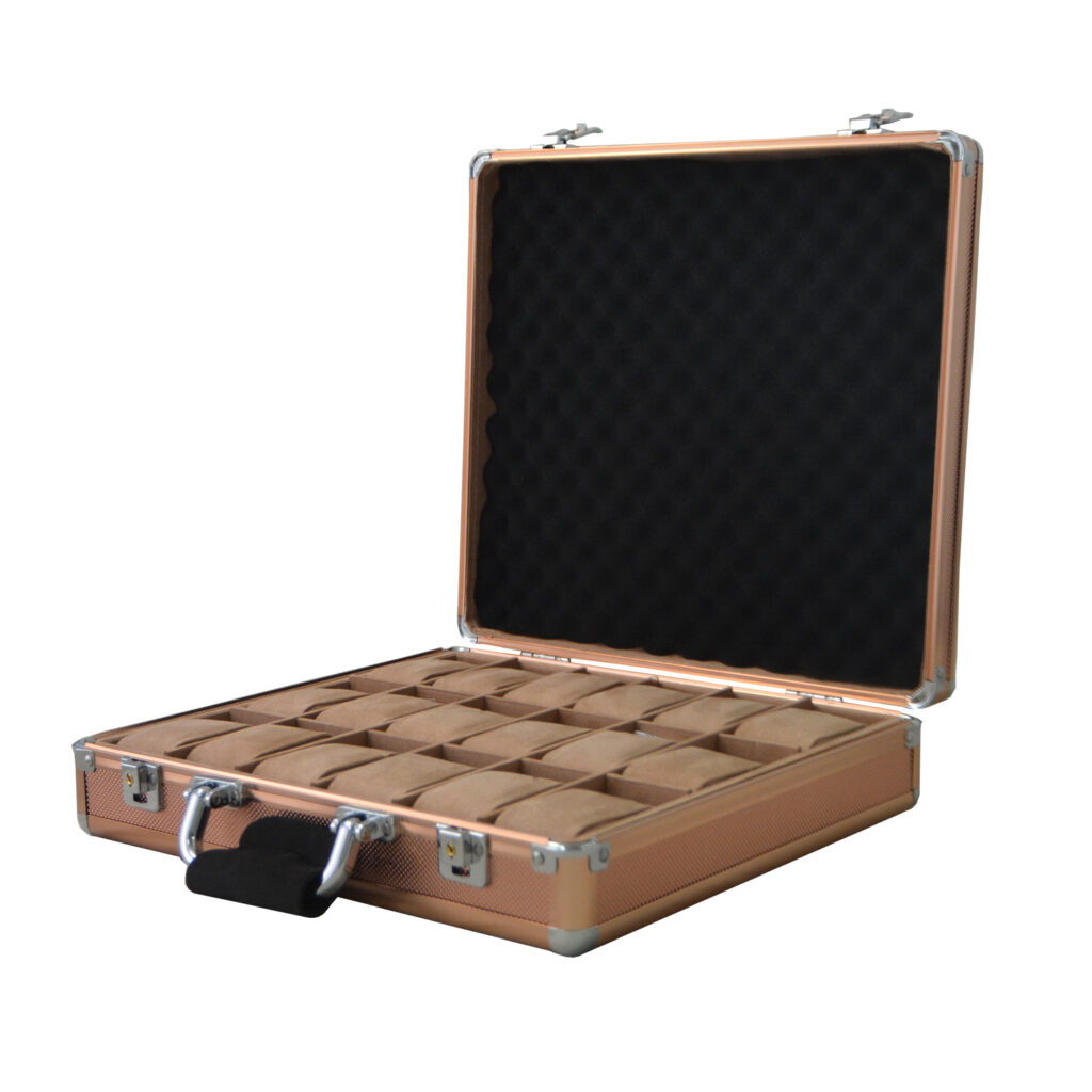 Rose Gold Aluminum Alloy Frame 18 Watch Suitcase