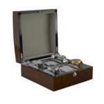High Glossy Crocodile Grain Brown 6 Watch Case with Velvet Interior