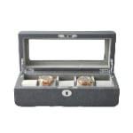 PU Leather Gray 5 Watch Case with Gray Velvet Interior