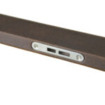 Brown PU leather watch case surface and interior material detail