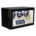 lack high-gloss 3 watch winder with illuminated white interior and touchscreen control panel