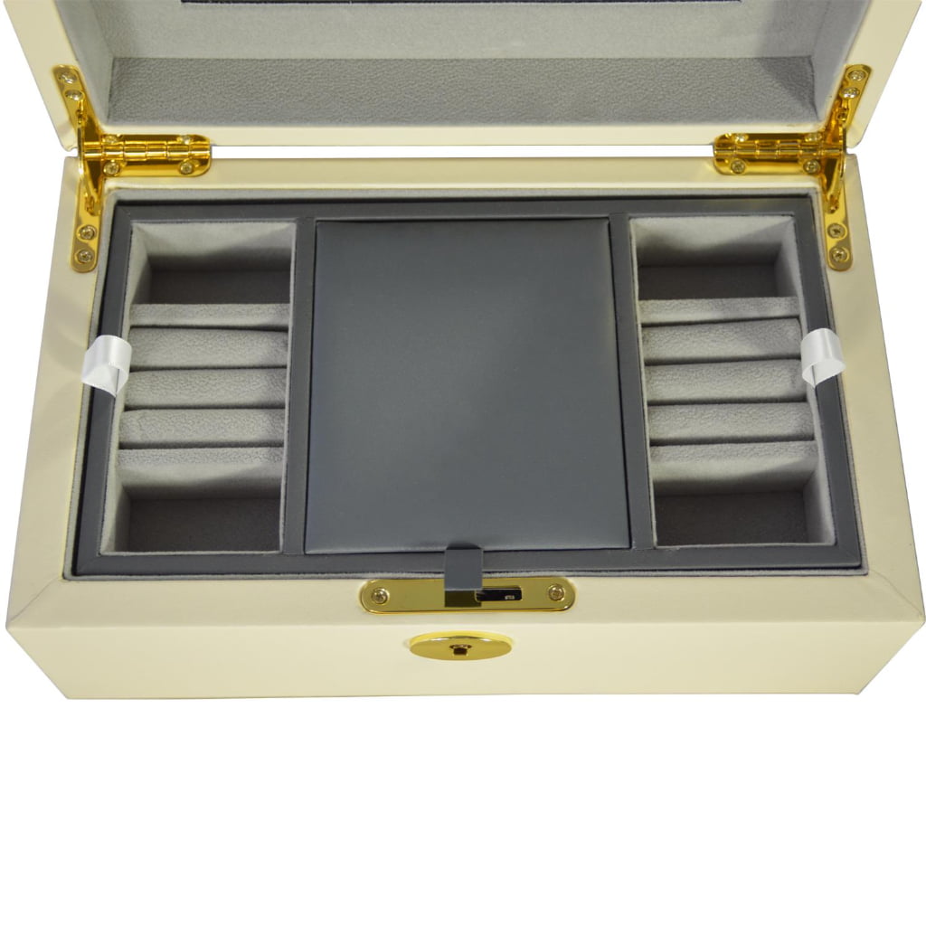 Yellow PU Leather Jewelry Organizer Box with Secret Cabinet