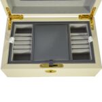 Yellow PU Leather Jewelry Organizer Box with Secret Cabinet