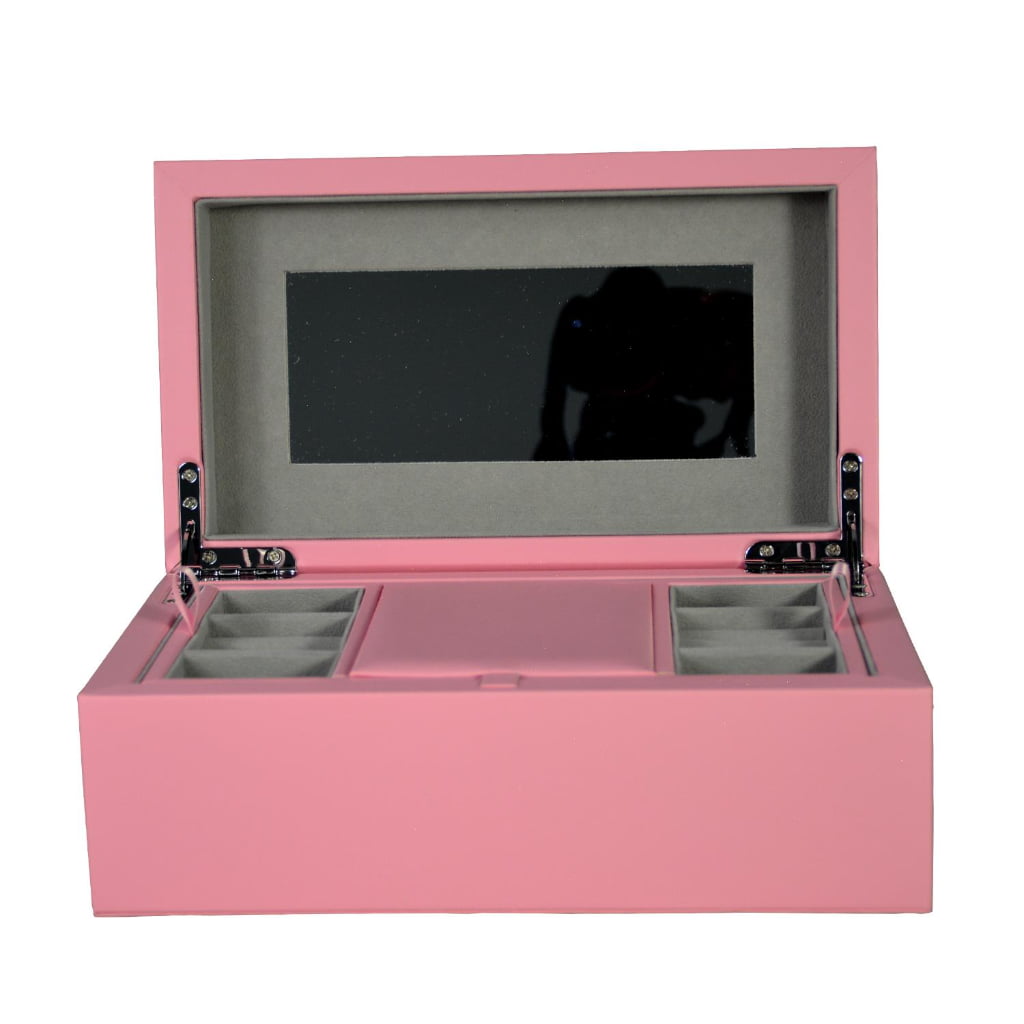 Pink PU Leather Jewelry Organizer Box with Secret Cabinet