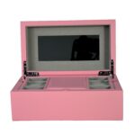 Pink PU Leather Jewelry Organizer Box with Secret Cabinet