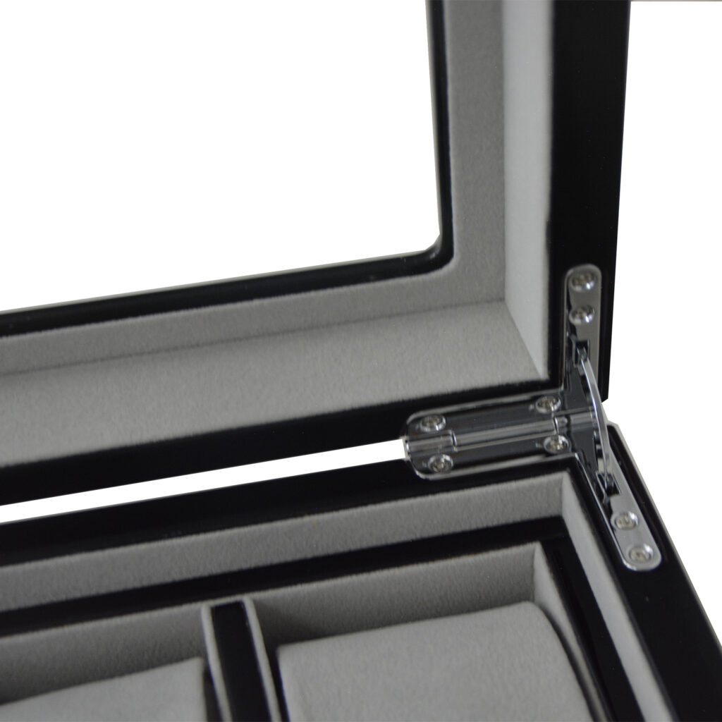 High Glossy Carbon Fiber 10 Watch Case with Tempered Glass Display