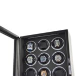Zebra Wood Grain 12 Watch Winder with Touchscreen Control