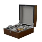 High Glossy Crocodile Grain Brown 6 Watch Case with Velvet Interior