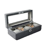 PU Leather Gray 5 Watch Case with Gray Velvet Interior