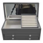 Jewelry case with ring rolls and organized accessory storage